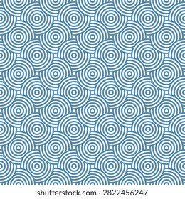 Blue Concentric Circles Seamless Geometric Pattern