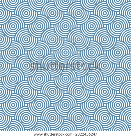 Blue Concentric Circles Seamless Geometric Pattern