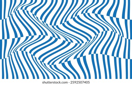 Blue Concentric Lines Creating Optical Illusion with Geometric Precision. Modern Abstract Pattern for Digital and Print Design