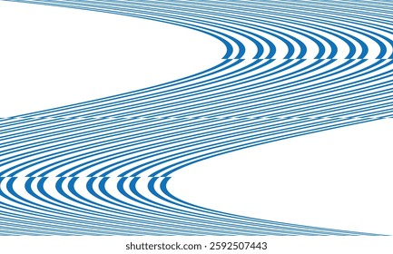 Blue Concentric Lines Creating Optical Illusion with Geometric Precision. Modern Abstract Pattern for Digital and Print Design