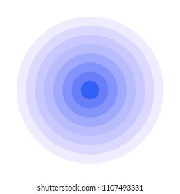 Blue Concentric Rings. Epicenter Icon. Simple Flat Vector Illustration.