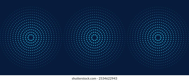 Blue concentric ripple circles set. Sonar or sound wave rings collection. Target, radar icon concept. Radial signal or vibration elements.