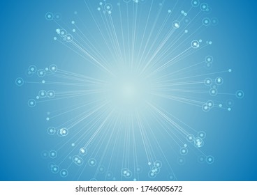 Blue concept connection lines abstract futuristic background. Vector illustration