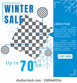 Blue concept template for social media discount winter sale
