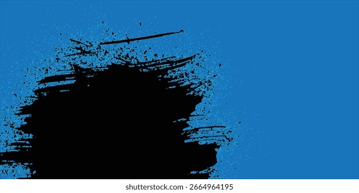 Fundo texturizado de parede de concreto azul. Grande buraco de um soco. Grunge! Detritos. Papel de parede.

