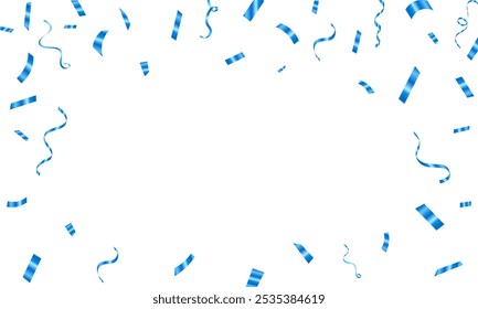 Blue confetti abstract pattern border frame, Bright festive tinsel of blue color. Valentine’s Day, Birthday, Holiday, New Year, Carnival festivity, confetti,