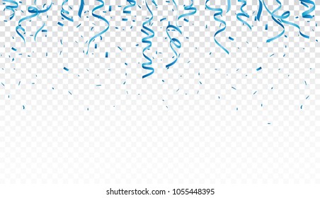 Blue confetti background isolated on transparent background