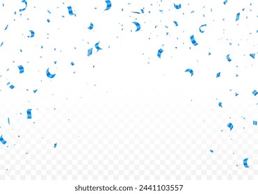 Blue confetti background isolated on transparent background