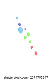 Blue Confetti Background White Vector. Surprise Label Illustration. Bright Inflatable. Red Balloon. Baloon Celebrate Frame.