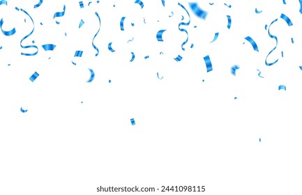 Blue confetti and carnival ribbons. Luxury greeting card