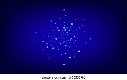 Blue Confetti Celebrate Blue Vector Background. Independence Cell Backdrop. Top Rhombus Card. Turquoise Invitation Texture.