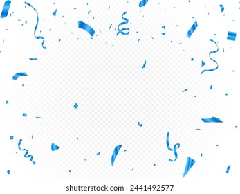 Blue confetti celebration background For parties and festivals on a transparent background that can be isolated vector illustration