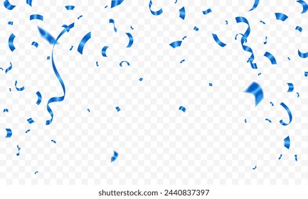 Blue confetti for celebration background template. Grand Opening Card luxury greeting rich. Sale Vector illustration. ribbons, holiday,