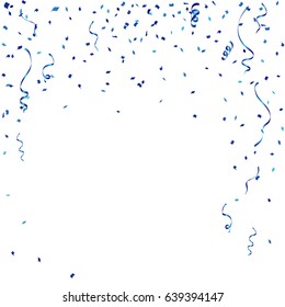 Blue Confetti Celebration Background Template Ribbons Vector Illustration