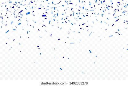 Blue confetti. Celebration carnival ribbons. Luxury greeting card. Vector illustration.