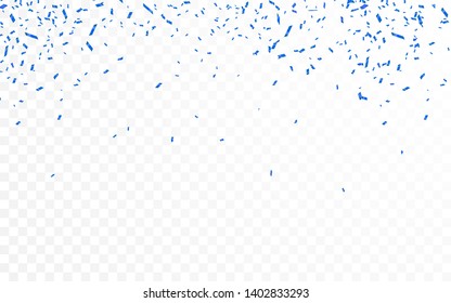 Blue Confetti. Celebration Carnival Ribbons. Luxury Greeting Card. Vector Illustration.