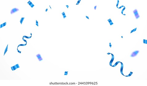 Blue confetti celebration carnival ribbons. luxury greeting rich card. Design for various parties