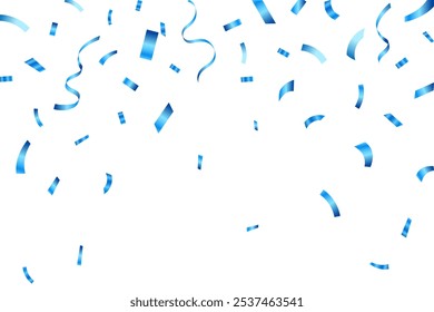 Blue confetti celebration party background design, Falling shiny blue confetti isolated on transparent background. Can be used for celebration, Christmas, New Year, Carnival festivity, confetti,
