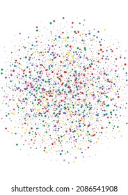 blauer Konfetti-Hintergrund. Dot Fun Texture. Mehrfarbiger Quadrat-Rundgang. Orange-Element-Circle-Illustration.