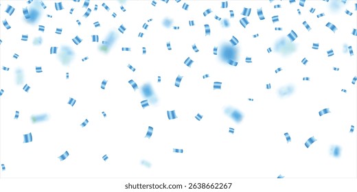 Blue Confetti decoration elements for birthday, carnival, anniversary, holiday and celebration party. Isolated vector design elements, luxury greeting rich card. Design for various parties
