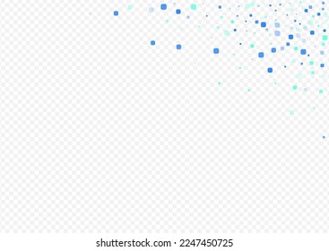 Blue Confetti Decoration Vector Transparent Background. Independence Rhombus Texture. Flying Particle Postcard. Turquoise Falling Backdrop.