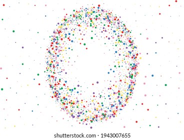 Blue Confetti Dust Texture. Dot Color Background. Red Element Circle. Multicolored Pastel Round Illustration.