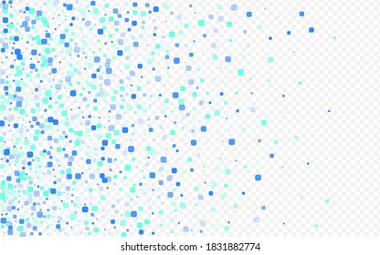 Blue Confetti Effect Vector Transparent Background. Abstract Rhombus Backdrop. Independence Particle Illustration. Turquoise Carnaval Invitation.