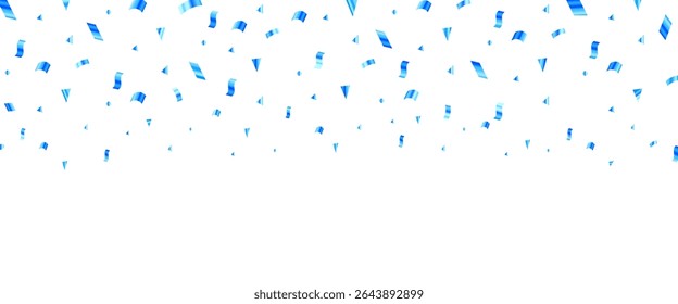 blue confetti falling on white background for party and events. Abstract blue color confetti banner background