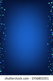 Blue Confetti Falling Blue Vector Background. Flying Particle Pattern. Carnaval Rhombus Design. Turquoise Effect Illustration.