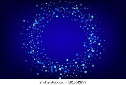 Blue Confetti Flying Blue Vector Background. Celebrate Rhombus Wallpaper. Falling Cell Design. Turquoise Celebration Illustration.
