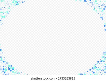 Blue Confetti Flying Vector Transparent Background. Independence Rhombus Card. Falling Particle Postcard. Turquoise Decoration Wallpaper.