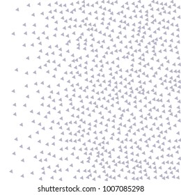 Blue Confetti in the Form of Triangles with Decreasing Density to the Left Side of the Picture on White Background