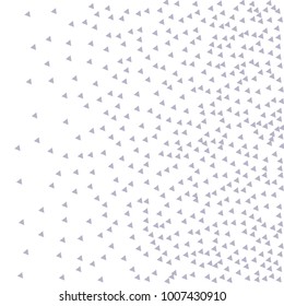 Blue Confetti in the Form of Triangles with Decreasing Density to the Left Part of the Image on White Background