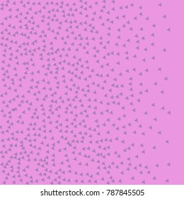 Blue Confetti in the Form of Triangles with Decreasing Density to the Right Part of the Picture on Pink Background