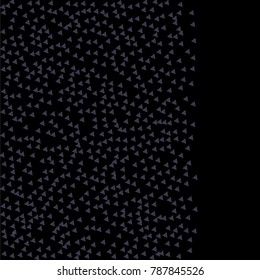 Blue Confetti in the Form of Triangles with Empty Space on the Right Side on the Picture on Black Background