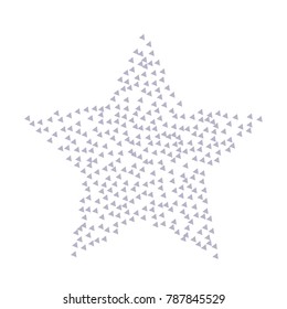 Blue Confetti in the Form of Triangles Making Big Star in the Center of the Image on White Background