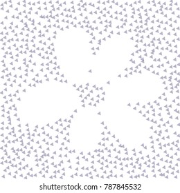 Blue Confetti in the Form of Triangles Making Big Flower in the Center of the Image on White Background