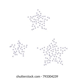 Blue Confetti in the Form of Triangles Making Three Stars on White Background
