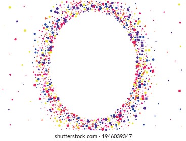 Blue Confetti Group Isolated. Gift Circle Illustration. Green Christmas Triangle Background. Yellow Anniversary Round.