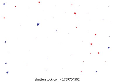 Blue Confetti Holiday. Sliver Starry Card. Coral Stars Background. Indigo Vector Festive. American Pattern Symbol. White Texture Gift. Celebration Background.