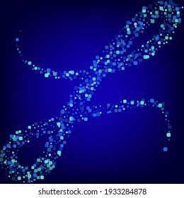 Blue Confetti Invitation Blue Vector Background. Celebration Square Illustration. Independence Particle Design. Turquoise Abstract Postcard.
