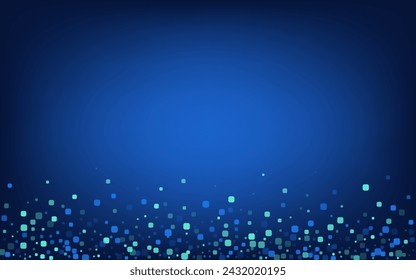 Blue Confetti Invitation Blue Vector Background. Abstract Particle Design. Effect Cell Backdrop. Turquoise Falling Card.