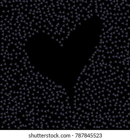 Blue Confetti Making Big Heart in the Middle of the Picture on Black Background