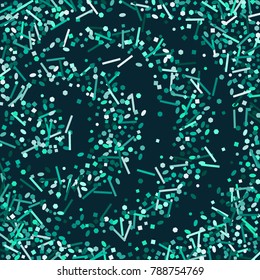 Blue confetti on a Blue background. Beautiful bright background. Blue Confetti. A frame of confetti. A scattering of confetti. Placer from the circles. Dots. Vector illustration.