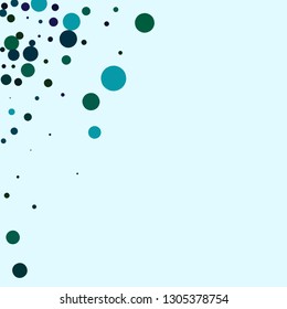 Blue confetti on a light background. Flying blue circles. Background with confetti.