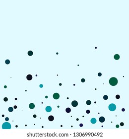 Blue confetti on a light background. Flying blue circles. Background with confetti.