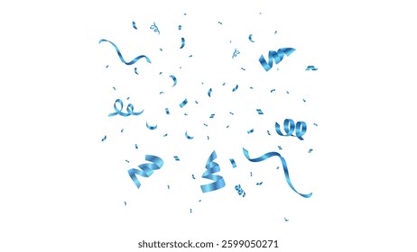 blue confetti and ribbon background vector