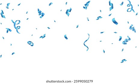 blue confetti and ribbon background vector