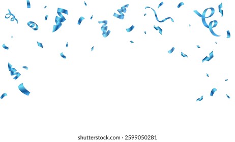 blue confetti and ribbon background vector