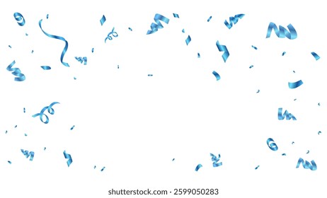 blue confetti and ribbon background vector
